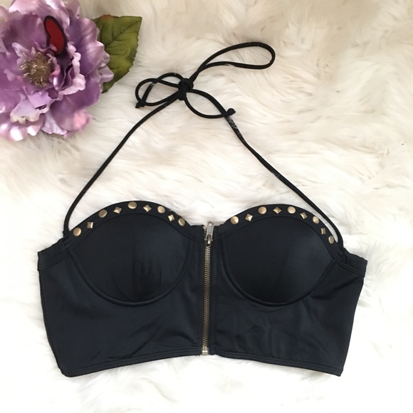 La Hearts Other - LA Hearts Studded Zip Up Bustier Top